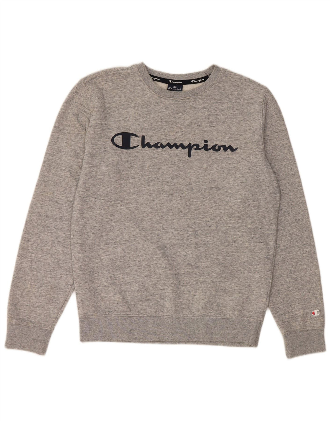Champion Mens Graphic Sweatshirt Jumper Small Grey Flecked Cotton