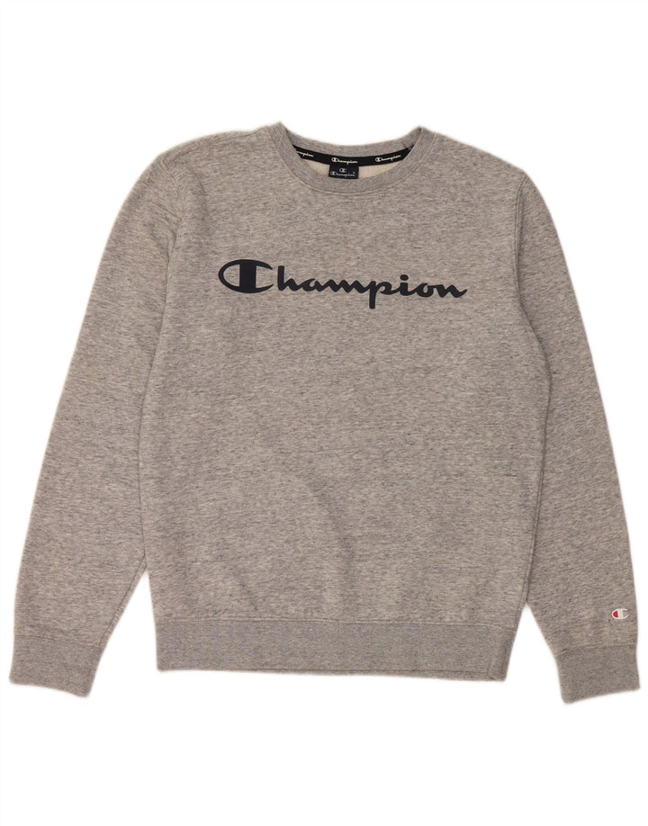 Champion Mens Graphic Sweatshirt Jumper Small Grey Flecked Cotton