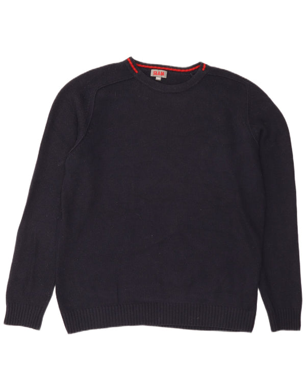 Slam Mens Boat Neck Jumper Sweater 2XL Navy Blue Wool