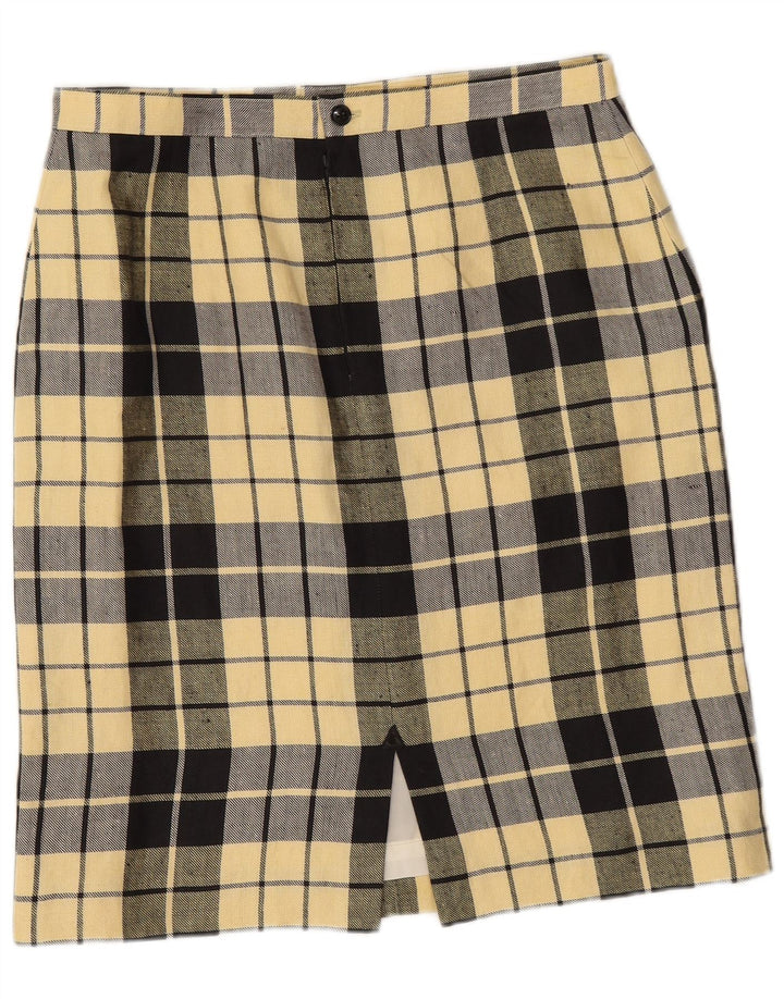 Vintage Womens Pencil Skirt W33 Large Yellow Check