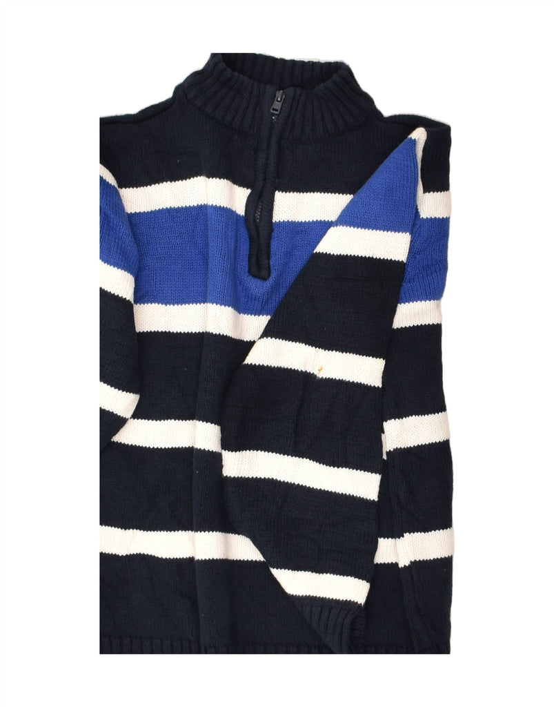 TOMMY HILFIGER Boys Zip Neck Jumper Sweater 6-7 Years Navy Blue Striped | Vintage Tommy Hilfiger | Thrift | Second-Hand Tommy Hilfiger | Used Clothing | Messina Hembry 