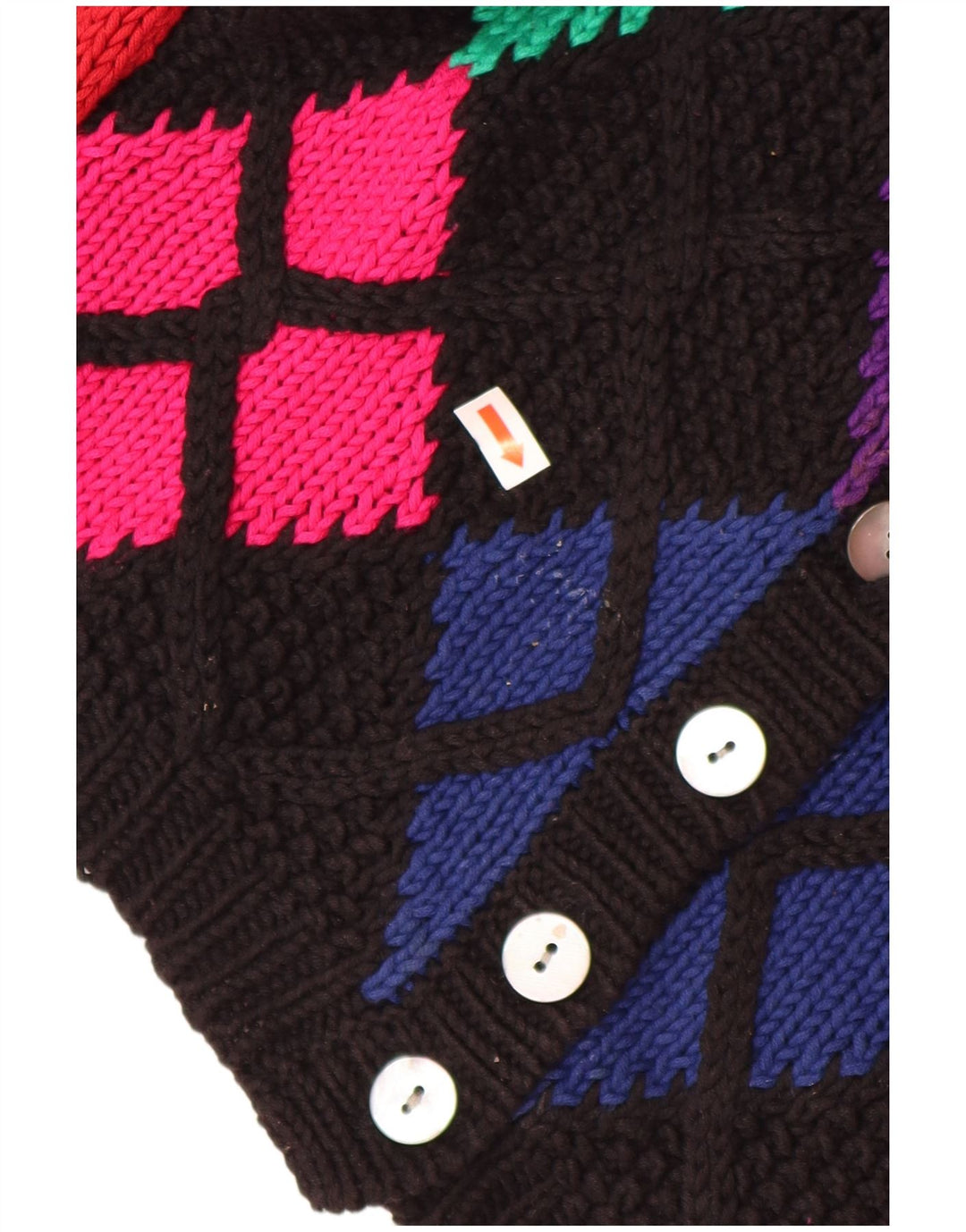 HOBBS Womens Crop Cardigan Sweater UK 8 Small  Black Argyle/Diamond Cotton