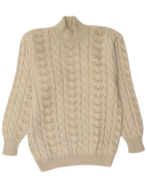 Vintage Mens Turtle Neck Jumper Sweater Medium Beige