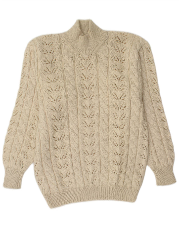 Vintage Mens Turtle Neck Jumper Sweater Medium Beige
