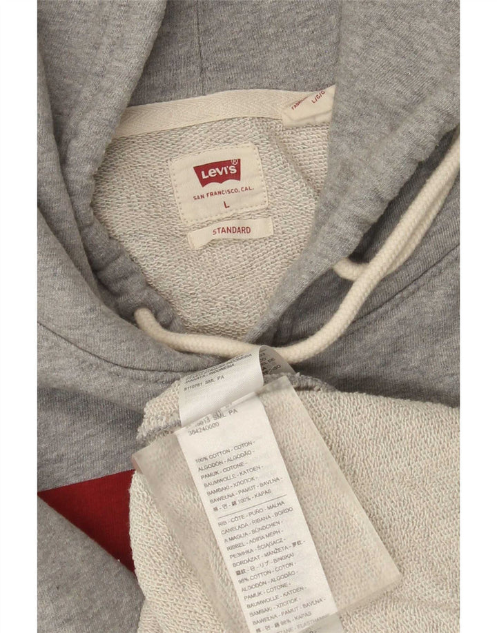 Levi's Mens Standard Graphic Hoodie Jumper Large Grey Cotton