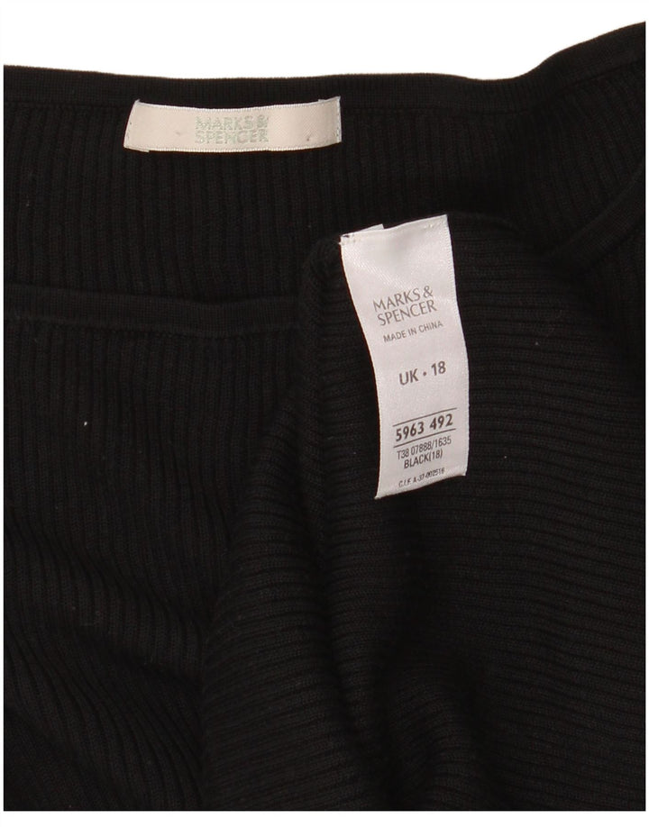 Marks & Spencer Womens Top 3/4 Sleeve UK 18 XL Black Silk