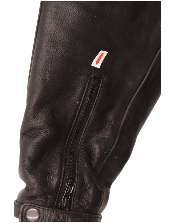 VINTAGE Mens Leather Racer Jacket UK 46 3XL Black Leather