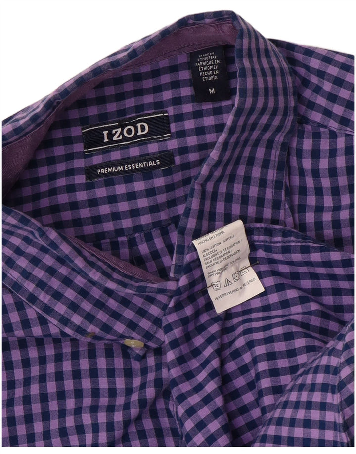 IZOD Mens Shirt Medium Purple Gingham Cotton