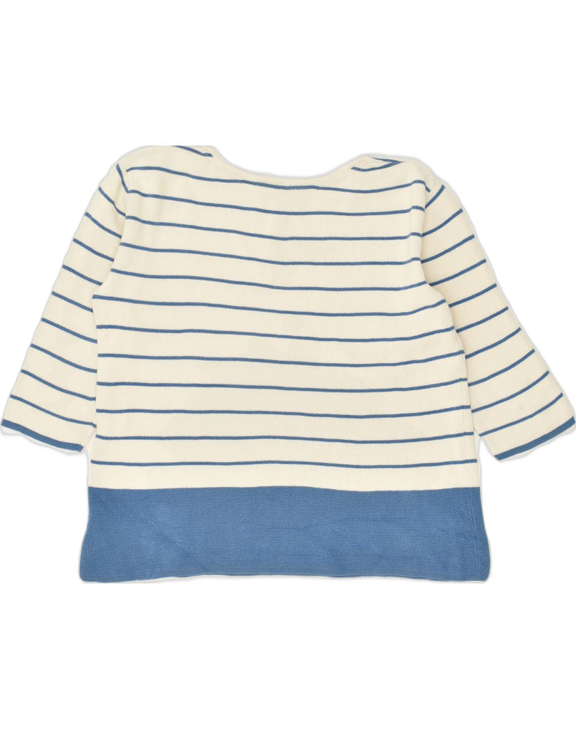 JOULES Womens 3/4 Sleeve Boat Neck Jumper Sweater UK 10 Small Blue Striped | Vintage Joules | Thrift | Second-Hand Joules | Used Clothing | Messina Hembry 