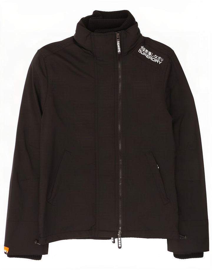 Superdry Womens Rain Jacket UK 10 Small Black Nylon