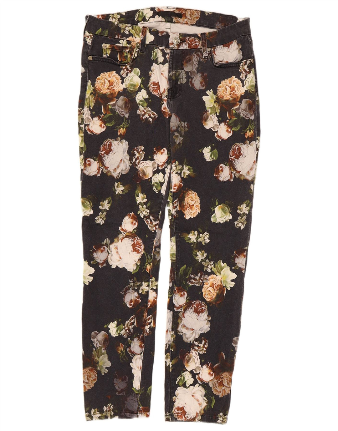 7 FOR ALL MANKIND Womens Slim Jeans W30 L26 Black Floral Cotton
