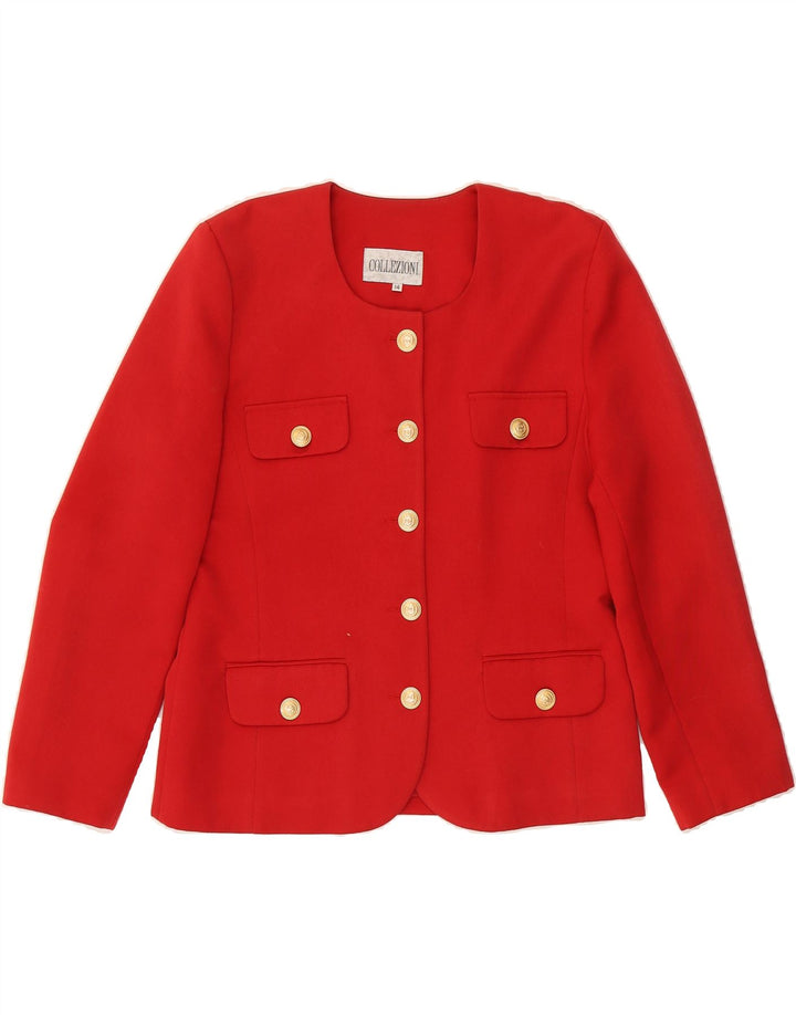 ST. BERNARD Womens 5 Button Blazer Jacket UK 14 Large  Red Polyester Vintage St. Bernard and Second-Hand St. Bernard from Messina Hembry 