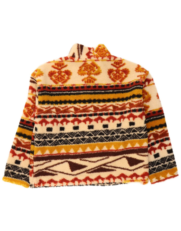 Vintage Womens Zip Neck Fleece Jumper UK 10 Small Multicoloured Geometric