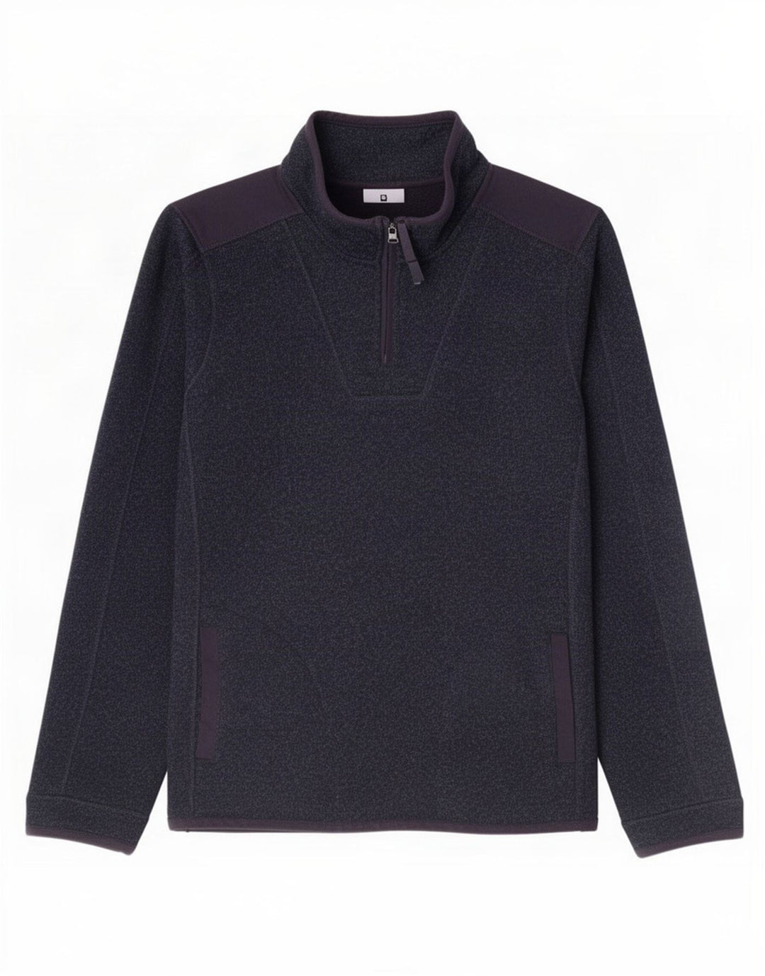 Fat Face Mens Zip Neck Sweatshirt Jumper Large Navy Blue Flecked Polyester