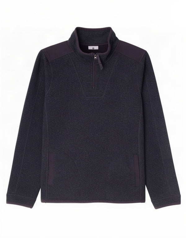 Fat Face Mens Zip Neck Sweatshirt Jumper Large Navy Blue Flecked Polyester