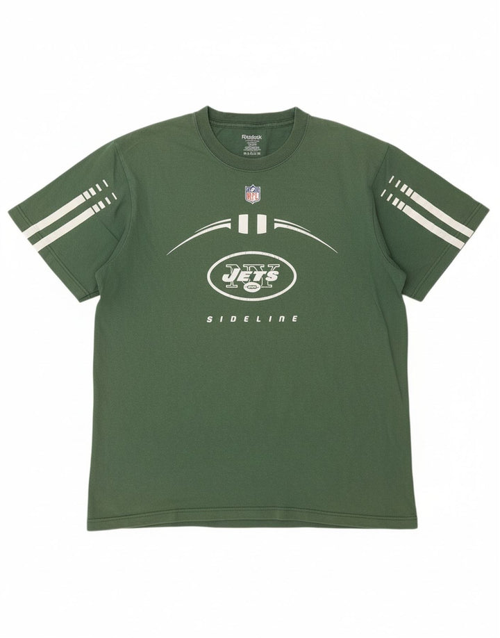 REEBOK Mens Graphic T-Shirt Top Large Green Cotton