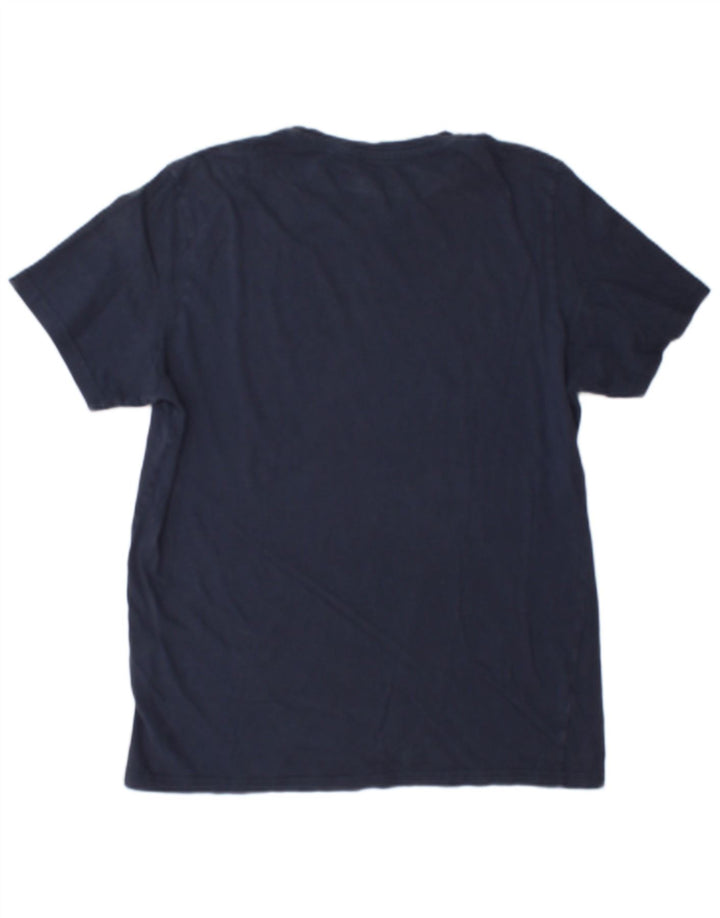 Jack & Jones Mens Graphic T-Shirt Top Medium Navy Blue Cotton