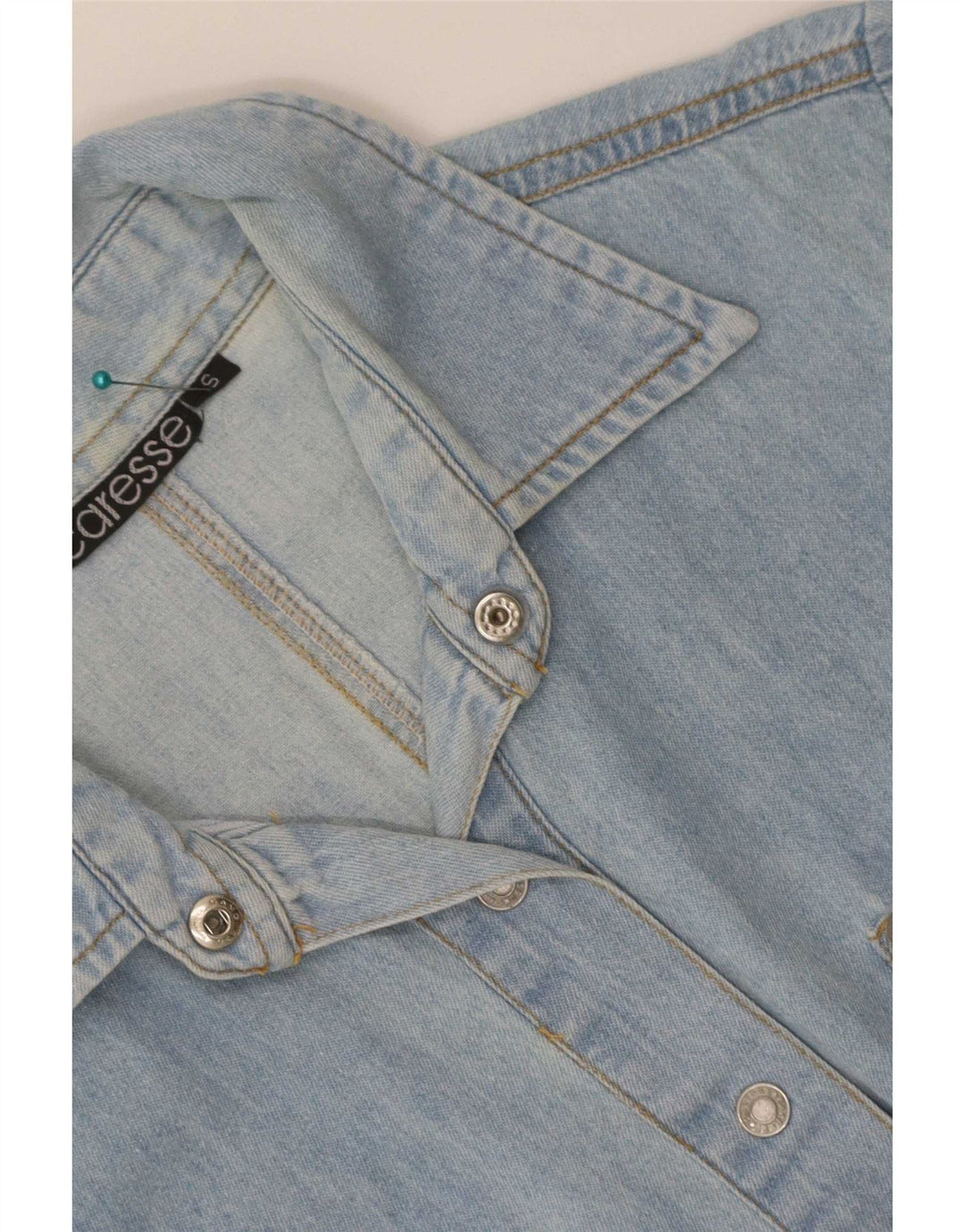 Vintage Womens Short Sleeve Denim Shirt UK 10 Small Blue