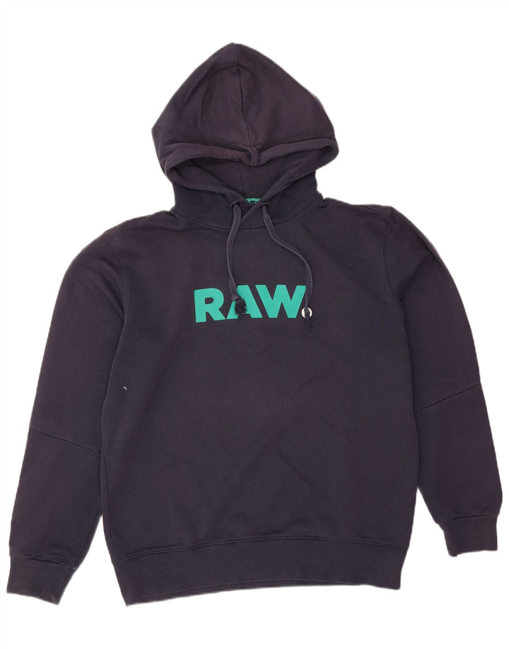 G-Star Mens Graphic Hoodie Jumper Medium Navy Blue Cotton