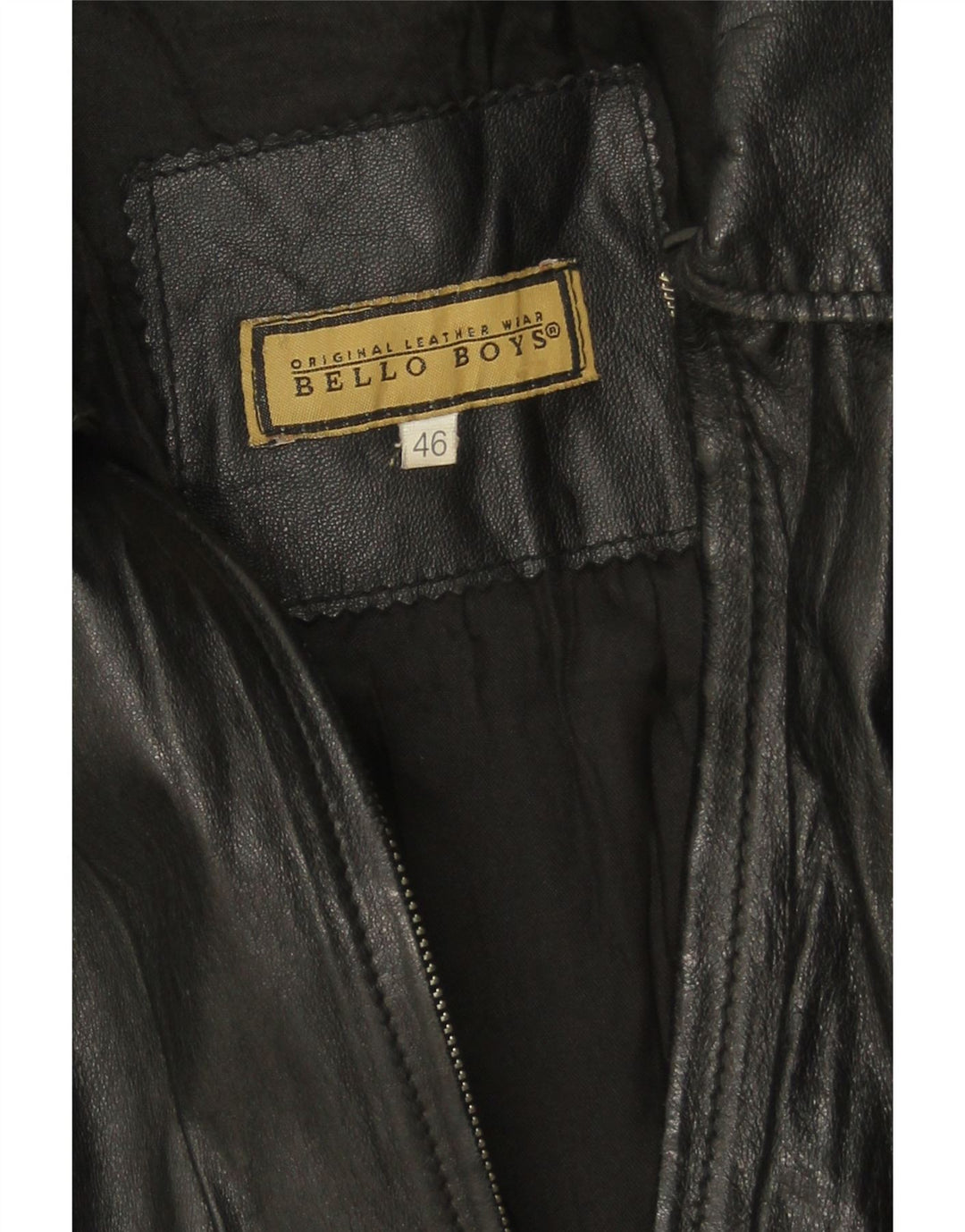 Vintage Mens Leather Jacket IT 46 Small Black Leather