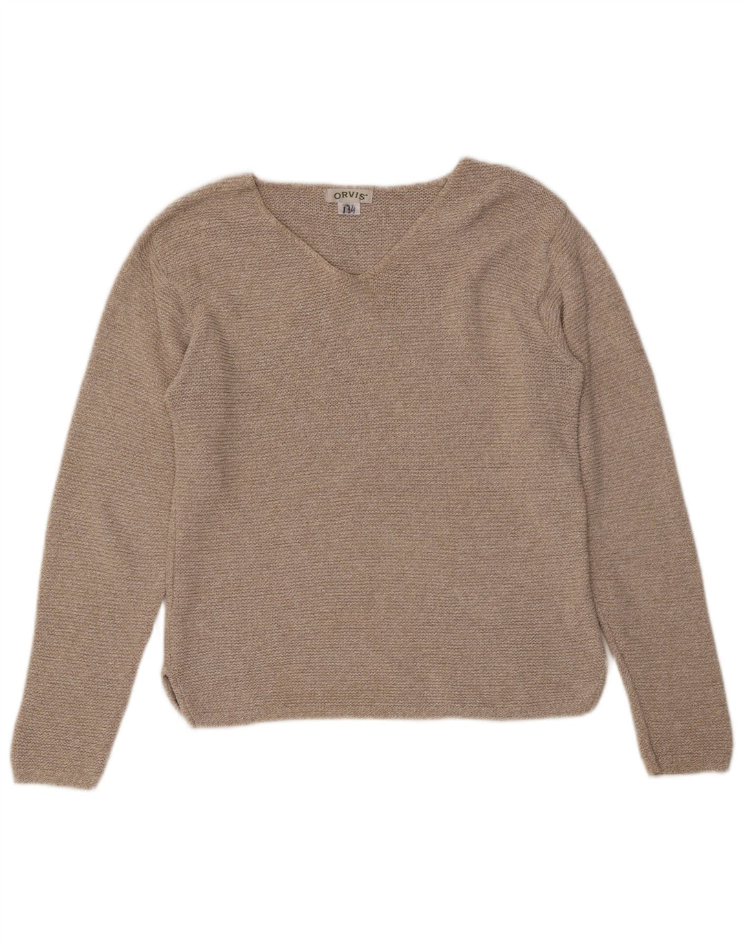 ORVIS Womens V-Neck Jumper Sweater UK 10 Small Beige Cotton