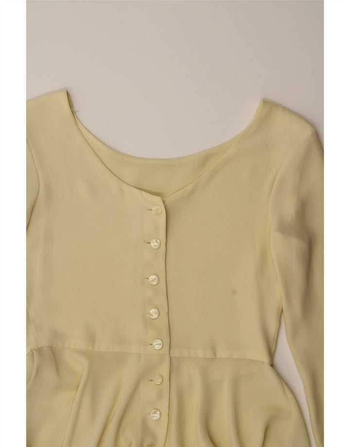 VINTAGE Womens Long Sleeve Shirt Dress UK 12 Medium Yellow Polyester Vintage Vintage and Second-Hand Vintage from Messina Hembry 
