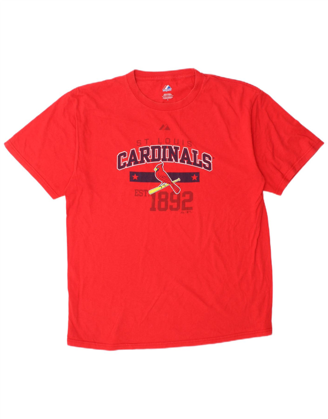 MAJESTIC Mens St. Louis Cardinals Graphic T-Shirt Top Large Red Cotton