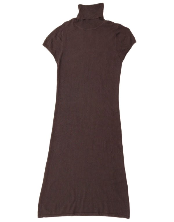Zara Womens Roll Neck Short Sleeves Jumper Dress UK 14 Medium Grey Rayon