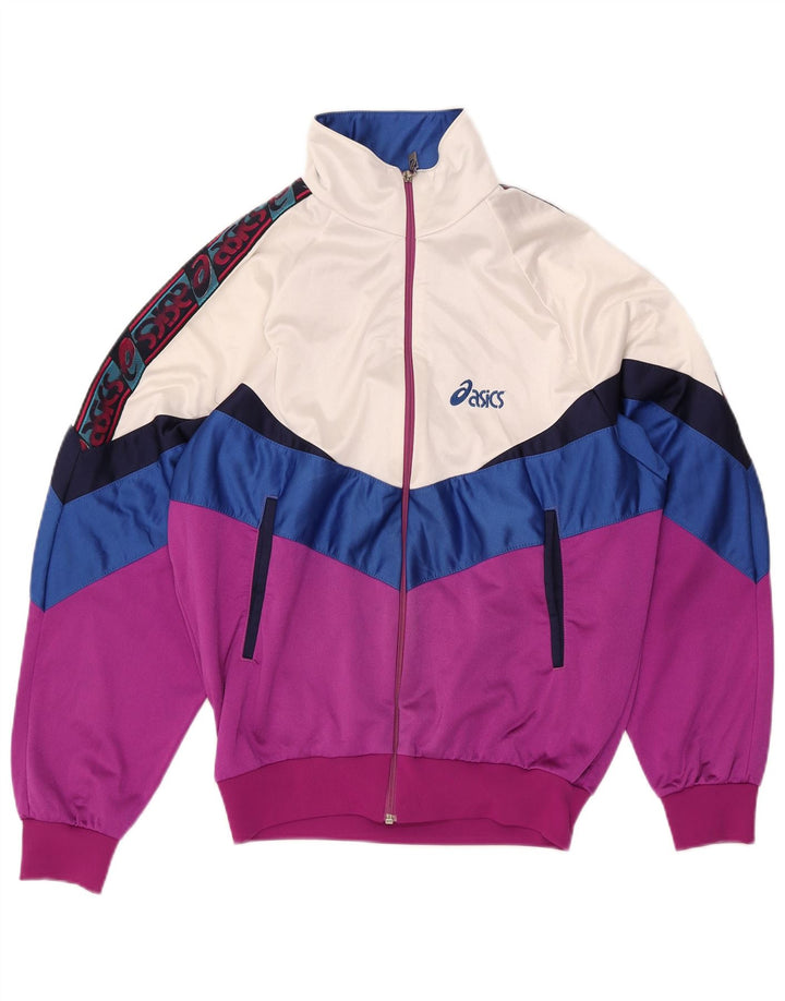 Asics Mens Graphic Full Tracksuit Small Pink Colourblock Polyamide Retro