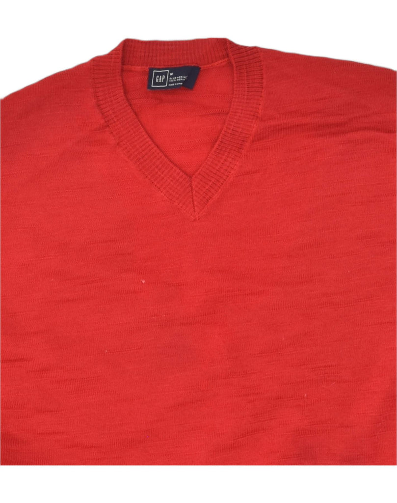 GAP Mens V-Neck Jumper Sweater Medium Red Merino Wool | Vintage Gap | Thrift | Second-Hand Gap | Used Clothing | Messina Hembry 