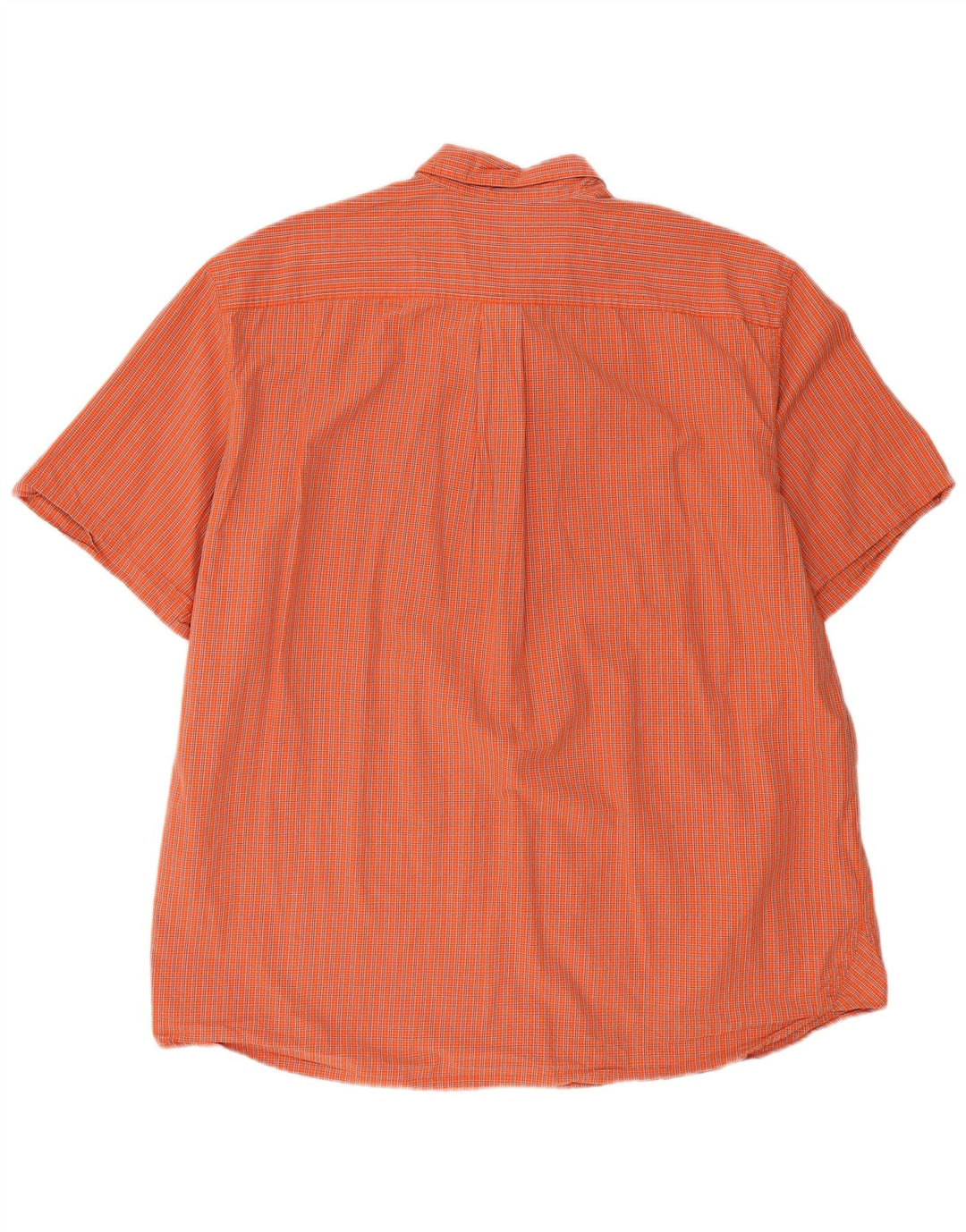 EDDIE BAUER Mens Short Sleeve Shirt XL Orange Check Cotton
