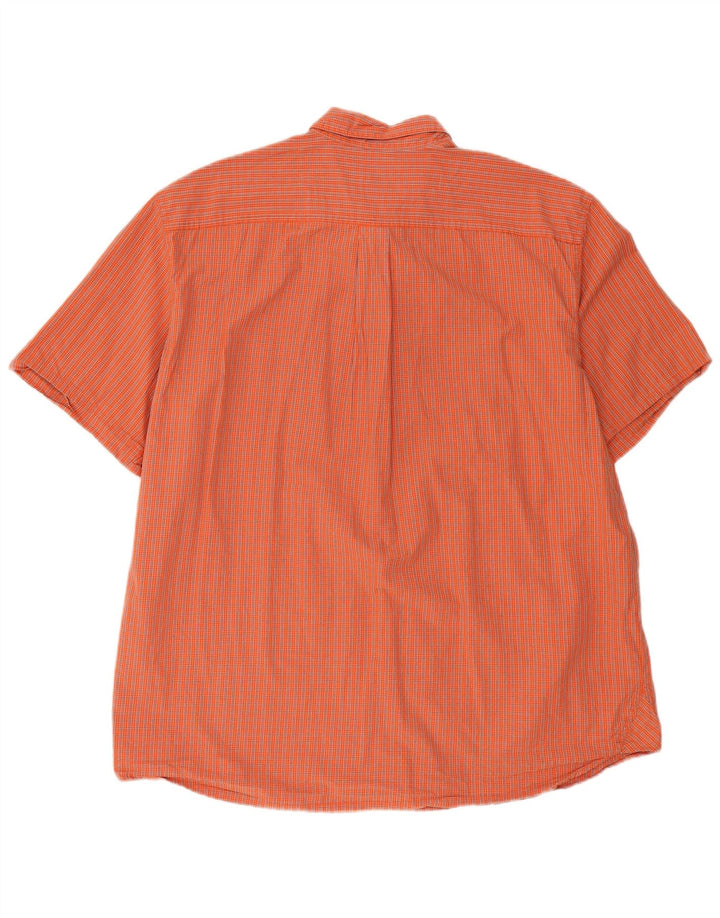 EDDIE BAUER Mens Short Sleeve Shirt XL Orange Check Cotton