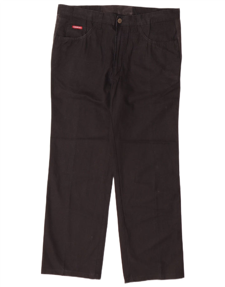 Carrera Mens Straight Casual Trousers W35 L28 Black Cotton