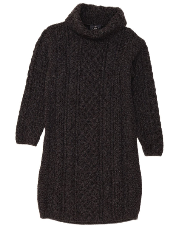 Aran Wollen Mills Womens Long Sleeve Jumper Dress UK 14 Medium Grey