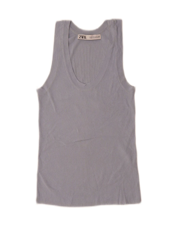 Zara Womens Vest Top UK 10 Small Blue Viscose