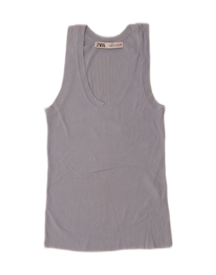 Zara Womens Vest Top UK 10 Small Blue Viscose