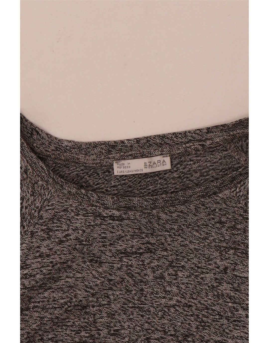 Zara Womens Crop Top 3/4 Sleeve UK 10 Small Grey Flecked