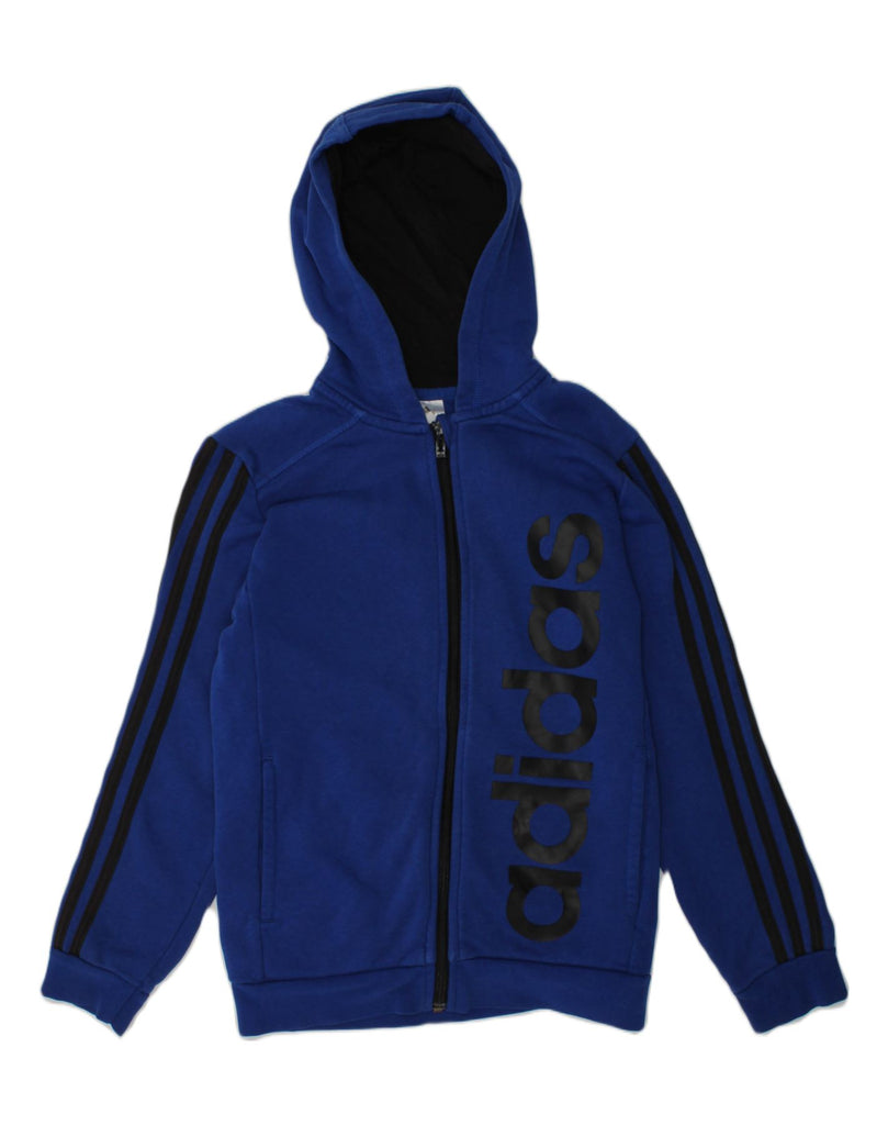 ADIDAS Boys Graphic Zip Hoodie Sweater 11-12 Years Blue Cotton | Vintage Adidas | Thrift | Second-Hand Adidas | Used Clothing | Messina Hembry 