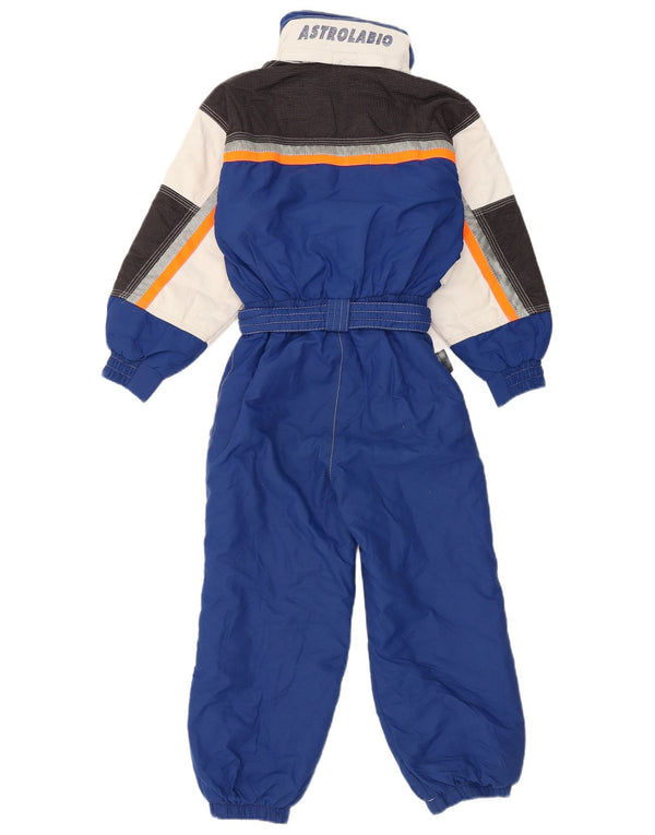Astrolabio Boys Hooded Graphic Ski Jumpsuit 9-10 Years Blue Colourblock