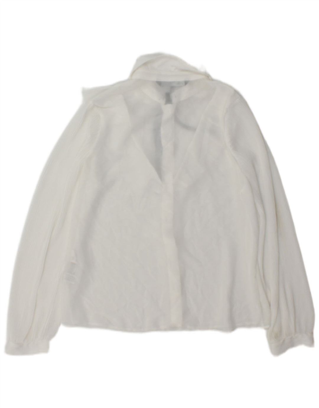 Zara Womens Ruffle Front Oversized Shirt Blouse UK 6 XS White Polyester