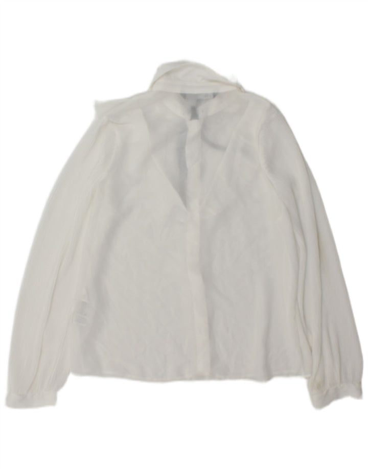Zara Womens Ruffle Front Oversized Shirt Blouse UK 6 XS White Polyester