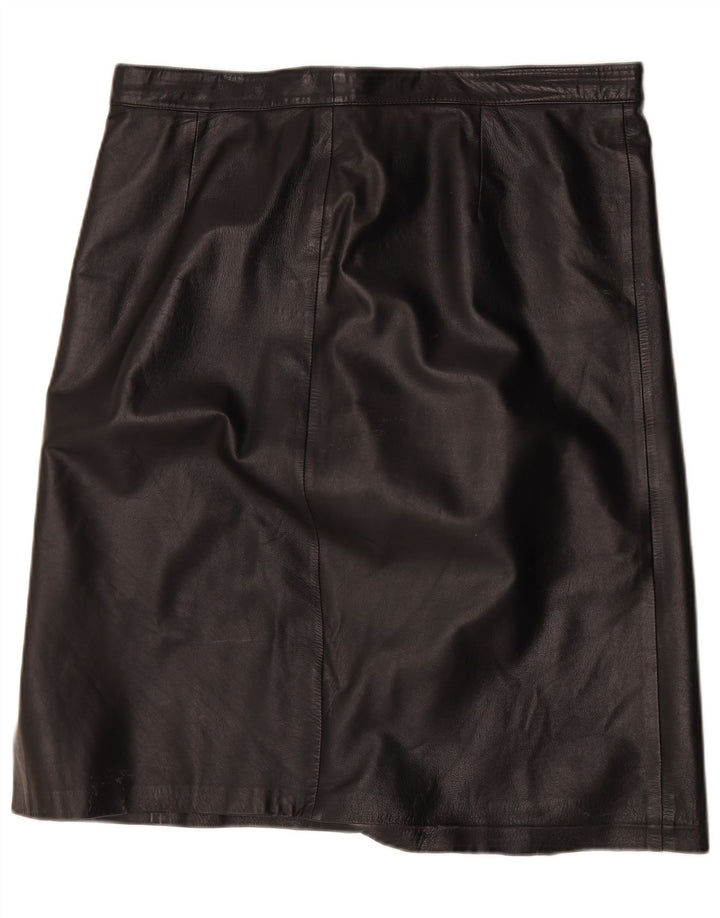 Vintage Womens Leather Skirt W40 2XL Black