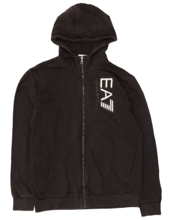 Emporio Armani Mens Graphic Zip Hoodie Sweater Medium Black Cotton