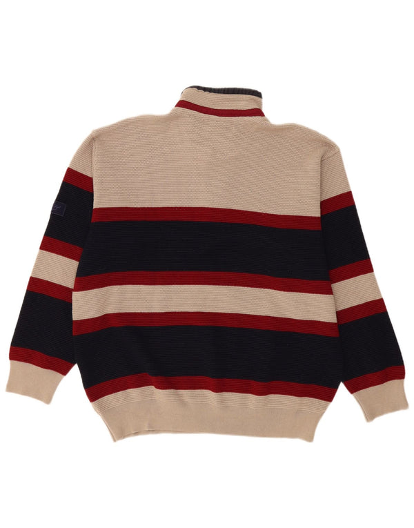 Vintage Mens Zip Neck Jumper Sweater IT 56 2XL Beige Colourblock