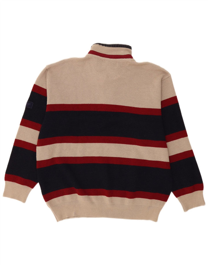 Vintage Mens Zip Neck Jumper Sweater IT 56 2XL Beige Colourblock