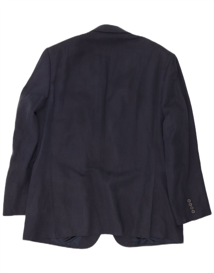Marks & Spencer Mens 2 Button Blazer Jacket UK 46 XL Navy Blue Silk