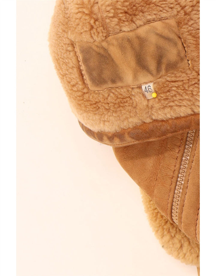 Vintage Womens Shearling Jacket IT 46 Large Beige Leather
