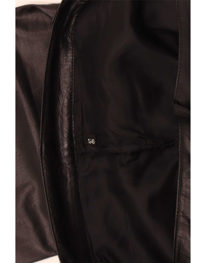 Vintage Womens Straight Leather Trousers W36 L32 Black