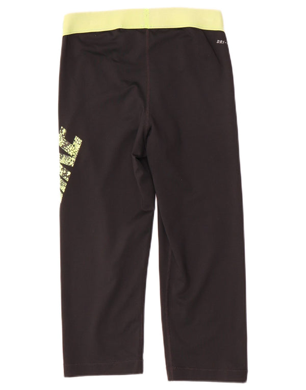 Nike Womens Dri Fit Capri Graphic Leggings UK 14 Medium Black Polyester