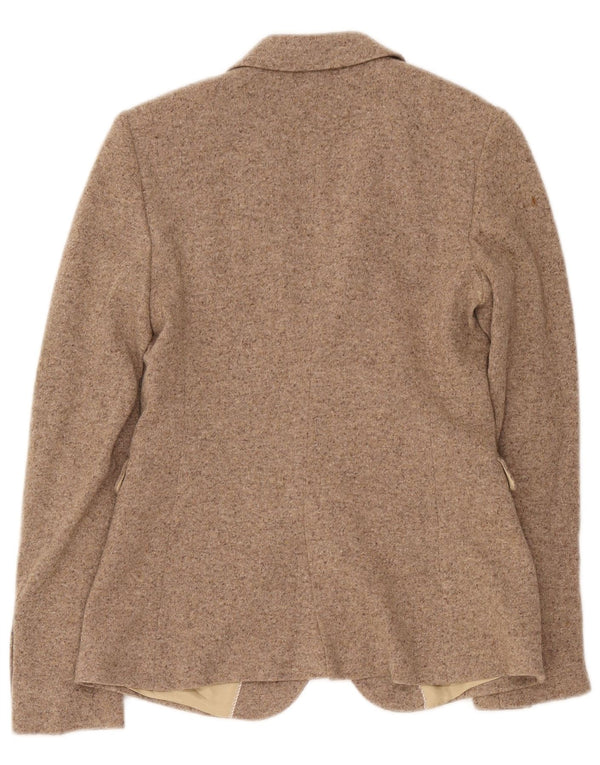 Massimo Dutti Womens 2 Button Blazer Jacket EU 38 Small Beige Flecked Wool